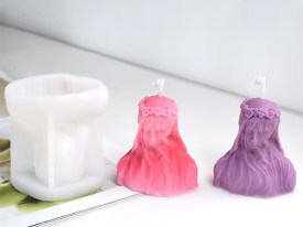 Molde silicona mujer con velo y flores